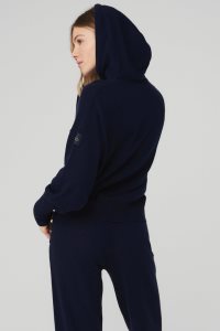 Alo Yoga Cashmere Jet Set Hoodie Navy | LFYXTDW-18