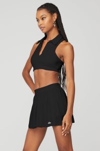 Alo Yoga Charmed Collar Muskelshirt Schwarz | OMSRCLQ-80