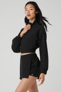 Alo Yoga Clubhouse Fleecejacken Schwarz | ZWRSABL-85