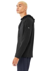 Alo Yoga Conquer Hoodie Schwarz | GHXYTUK-46