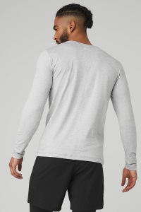 Alo Yoga Conquer Reform Crewneck Long Sleeve Grau | SEGRCZF-91