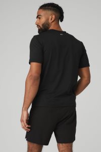 Alo Yoga Conquer Reform Crewneck Short Sleeve Schwarz | TJERPWF-04