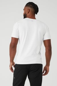 Alo Yoga Conquer Reform Crewneck Short Sleeve Weiß | XMPFVZA-87