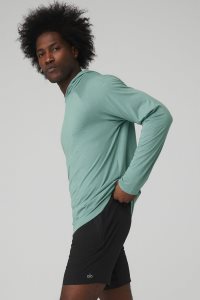 Alo Yoga Core Runner Long Sleeve Blau | YOXNMUK-80