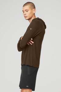 Alo Yoga Core Runner Long Sleeve Kaffee | MYFGVWE-71