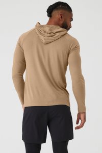 Alo Yoga Core Runner Long Sleeve Khaki | NUMRIVW-29