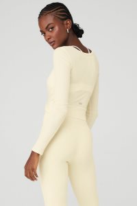 Alo Yoga Cover Long Sleeve Hellgelb | MNKQOPW-61