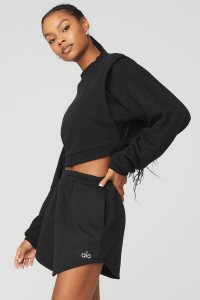 Alo Yoga Cropped Fresh Coverup Long Sleeve Schwarz | AXFNIOE-63