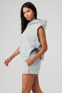 Alo Yoga Cropped Headliner Shoulder Pad Ärmellose Coverup Tank Grau | HNCTUVX-59