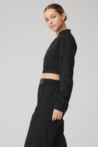 Alo Yoga Cropped Prizewinner Strickjacke Schwarz | YPCWZVF-74