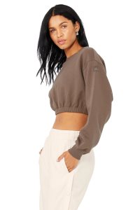 Alo Yoga Devotion Crew Neck Pullover Kaffee | ZQWAXBR-15