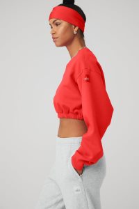 Alo Yoga Devotion Crew Neck Pullover Rot | BJVPQON-83