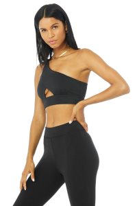 Alo Yoga Diagonal Flex BHs Schwarz | YTXEJWL-72