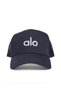 Alo Yoga District Trucker Kappen Navy Weiß | VSAHEJO-72