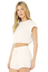 Alo Yoga Dreamy Crop Short Sleeve Weiß | OAXPNCV-56