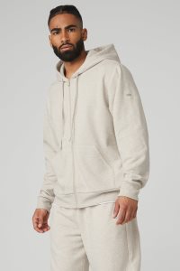 Alo Yoga Everyday Full Zip Hoodie Beige | HIEQUYC-78