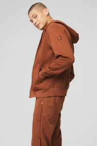 Alo Yoga Everyday Full Zip Hoodie Rot | ZSMJGOB-30
