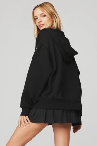 Alo Yoga Everyday Full Zip Hoodie Schwarz | VAEFZJW-03