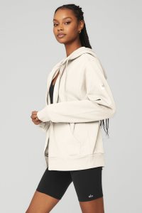 Alo Yoga Everyday Full Zip Hoodie Weiß | OAZDRIC-89
