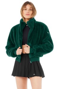 Alo Yoga Faux Fur Foxy Fleecejacken Dunkeltürkis | BVELPQO-97