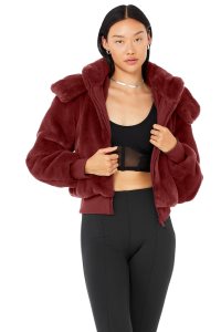 Alo Yoga Faux Fur Foxy Fleecejacken Khaki | OSGQDXY-16