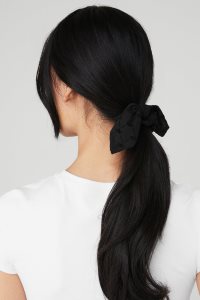 Alo Yoga Flocked Rhythm Scrunchie Stirnband Schwarz | LGIMYSH-35