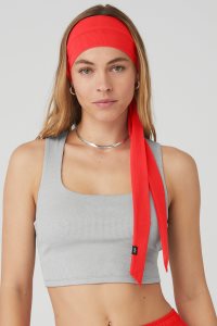 Alo Yoga Fresh Mesh Tie Stirnband Rot | KYQCMSN-39