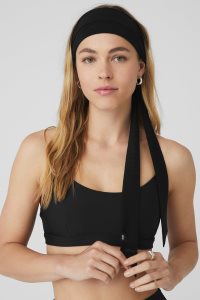 Alo Yoga Fresh Mesh Tie Stirnband Schwarz | ODJSVZB-58