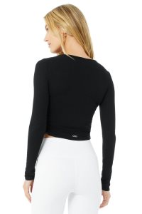 Alo Yoga Gather Long Sleeve Schwarz | FRDVGSU-74