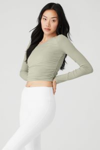 Alo Yoga Gather Long Sleeve Zitrone Grün | SYNREIV-28
