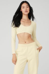 Alo Yoga Gerippt Defined Long Sleeve Hellgelb | XKJTRZQ-71