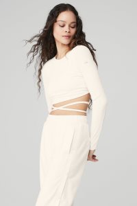 Alo Yoga Gerippt Manifest Long Sleeve Weiß | IFEPLZN-35