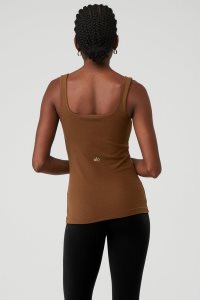 Alo Yoga Gerippt Minimalist Muskelshirt Braun | CIAPFLD-13