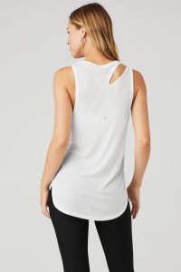 Alo Yoga Gerippt Peak Muskelshirt Weiß | SUXYLRK-27