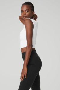 Alo Yoga Gerippt Sweetheart Short Sleeve Weiß | TKUMZBW-30