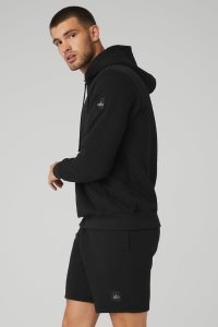 Alo Yoga Gesteppt Stadium Hoodie Schwarz | NVGYBPJ-51