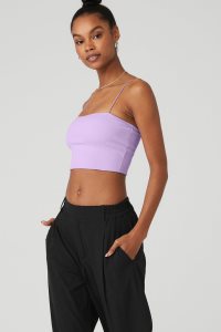 Alo Yoga Goddess Gerippt Bandeau Muskelshirt Lila | JNKMOTX-29