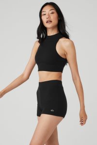 Alo Yoga Goddess Rib Cropped Dynamite Muskelshirt Schwarz | IGYHWKQ-06