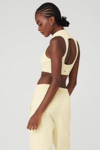 Alo Yoga Goddess Rib Cropped Dynamite Muskelshirt Hellgelb | XUCYIGT-30