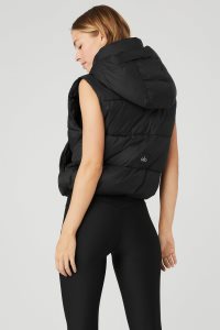 Alo Yoga Gold Rush Puffer Weste Schwarz | SIWFQTC-63