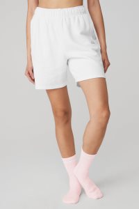 Alo Yoga Half-Crew Throwback Socken Rosa Weiß | CXZKNVO-48