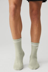 Alo Yoga Half-Crew Throwback Socken Weiß | CWSDVGM-95