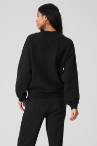 Alo Yoga Heavy Weight Offline Crew Neck Long Sleeve Schwarz | BFKSWRD-12