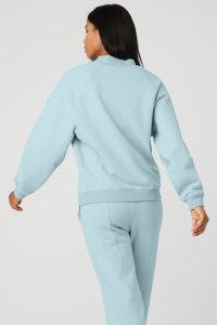 Alo Yoga Heavy Weight Offline Crew Neck Long Sleeve Blau | QRGYCDI-94