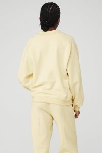 Alo Yoga Heavy Weight Offline Crew Neck Long Sleeve Hellgelb | UNHJZOC-40