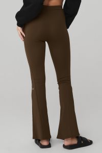 Alo Yoga High-Taille 7/8 Zip It Flare Leggings Kaffee | MVBDIAG-54