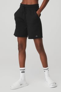 Alo Yoga High-Taille Easy Sweat Kurze Hose Schwarz | HZANCEB-90