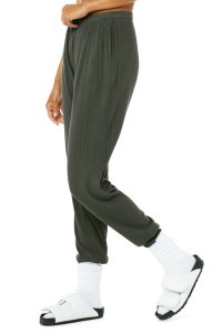 Alo Yoga High-Taille Gerippt Whisper Pant Sporthosen Dunkelgrün | KOCPGNI-13
