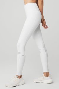 Alo Yoga High-Taille Moto Leggings Weiß Weiß | TGJSFCN-03