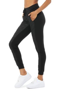 Alo Yoga High-Taille Moto Puffer Pant Sporthosen Schwarz | FHIEPMZ-61